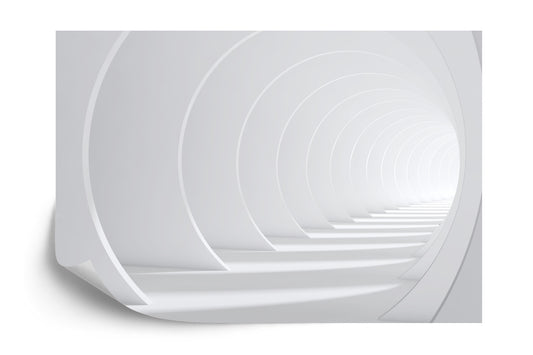 Fototapete Abstract White Bent 3D Tunnel