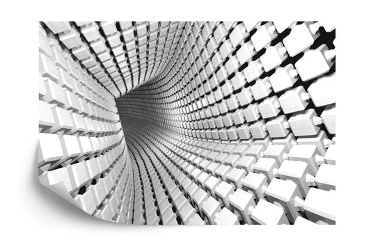 Fototapete Abstract Geometric Background With A Tunnel Going To Perspective. 3D Render
