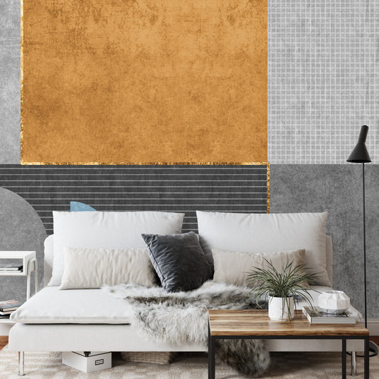 Fototapete Gold Geometric Background Art. Modern Grey Pattern,