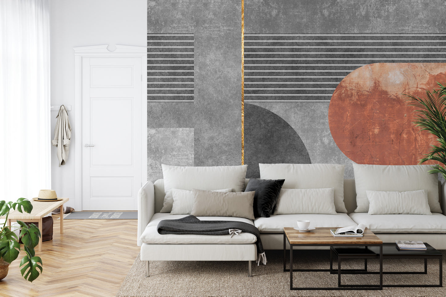 Fototapete Gold Geometric Background Art. Modern Grey Pattern,