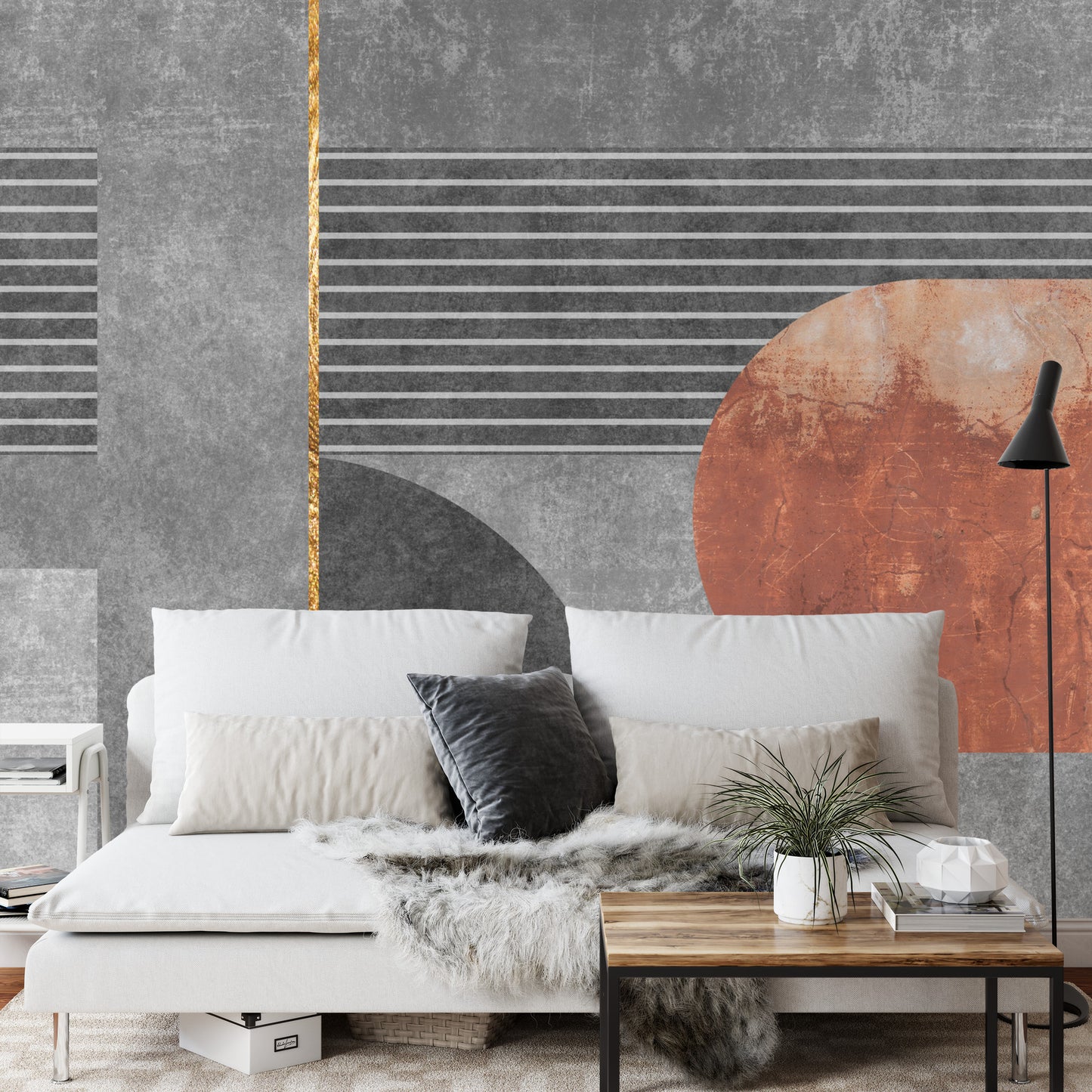 Fototapete Gold Geometric Background Art. Modern Grey Pattern,