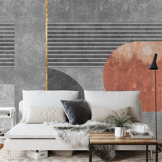 Fototapete Gold Geometric Background Art. Modern Grey Pattern,