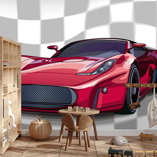 Fototapete Sportliches Rotes Auto