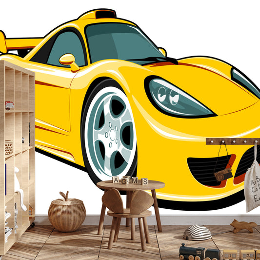 Fototapete Märchenhaftes Gelbes Auto