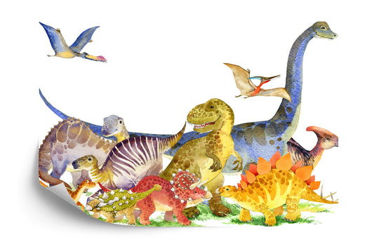 Fototapete Dinosaurier Mit Aquarell Gemalt