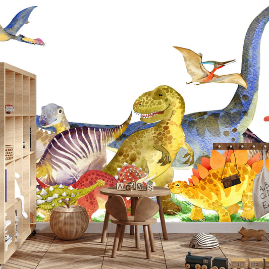 Fototapete Dinosaurier Mit Aquarell Gemalt