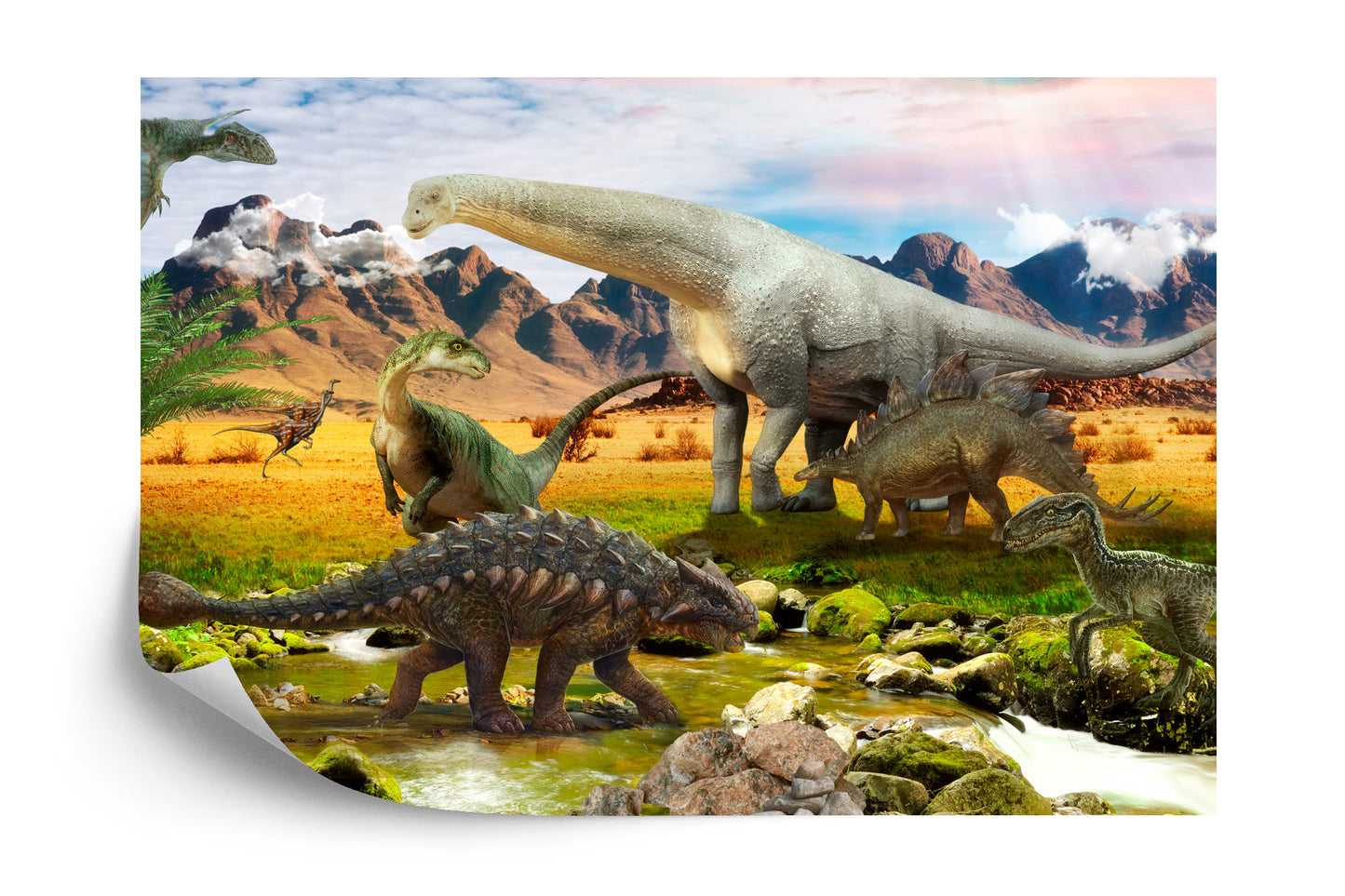 Fototapete Realistische Dinosaurier Am Fluss