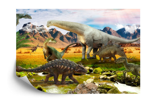 Fototapete Realistische Dinosaurier Am Fluss