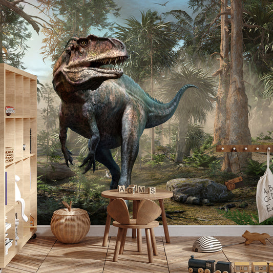Fototapete Realistische Dinosaurier Und Palmen