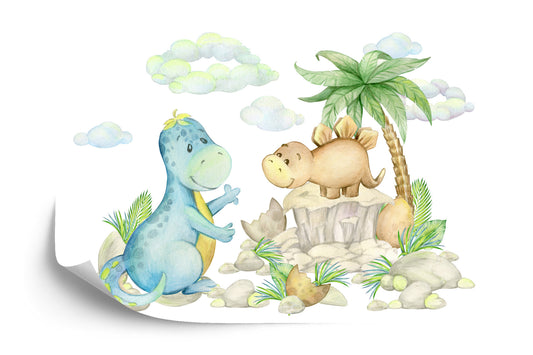 Fototapete Kleine Dinosaurier Auf Den Steinen