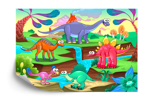 Fototapete Bunte Märchen-Dinosaurier
