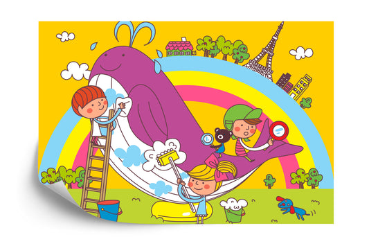 Fototapete Für Kinder - Kinder Und Wal
