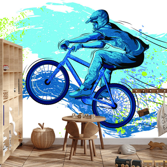 Fototapete Radfahrer Im Graffiti-Stil