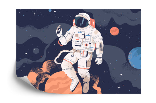 Fototapete Astronaut Im Weltall Und Planeten