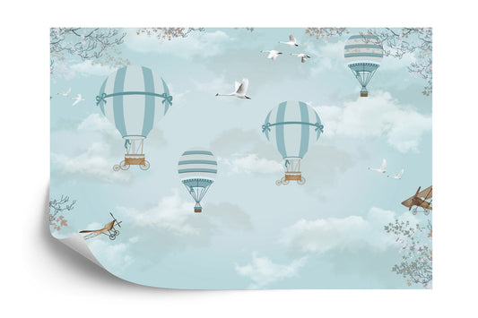 Fototapete Ballons Und Retro-Flugzeuge
