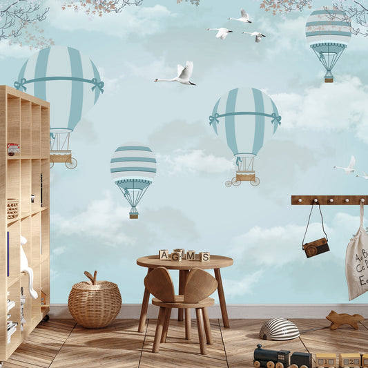 Fototapete Ballons Und Retro-Flugzeuge