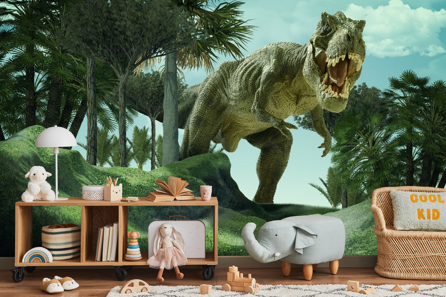 Fototapete Realistischer Dinosaurier Im Grünen