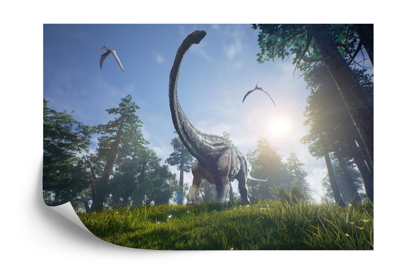 Fototapete Realistischer Dinosaurier In Der Sonne.