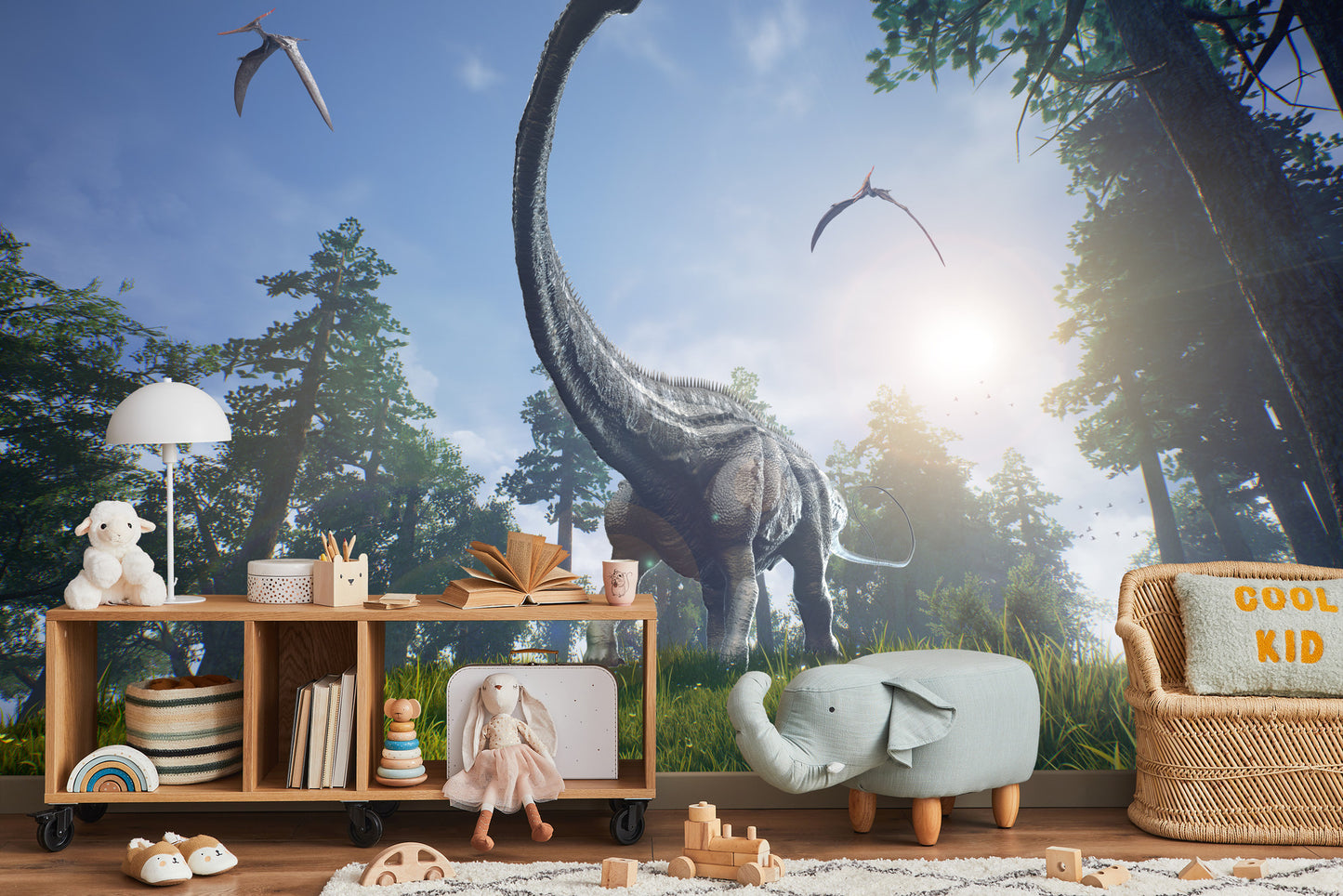Fototapete Realistischer Dinosaurier In Der Sonne.