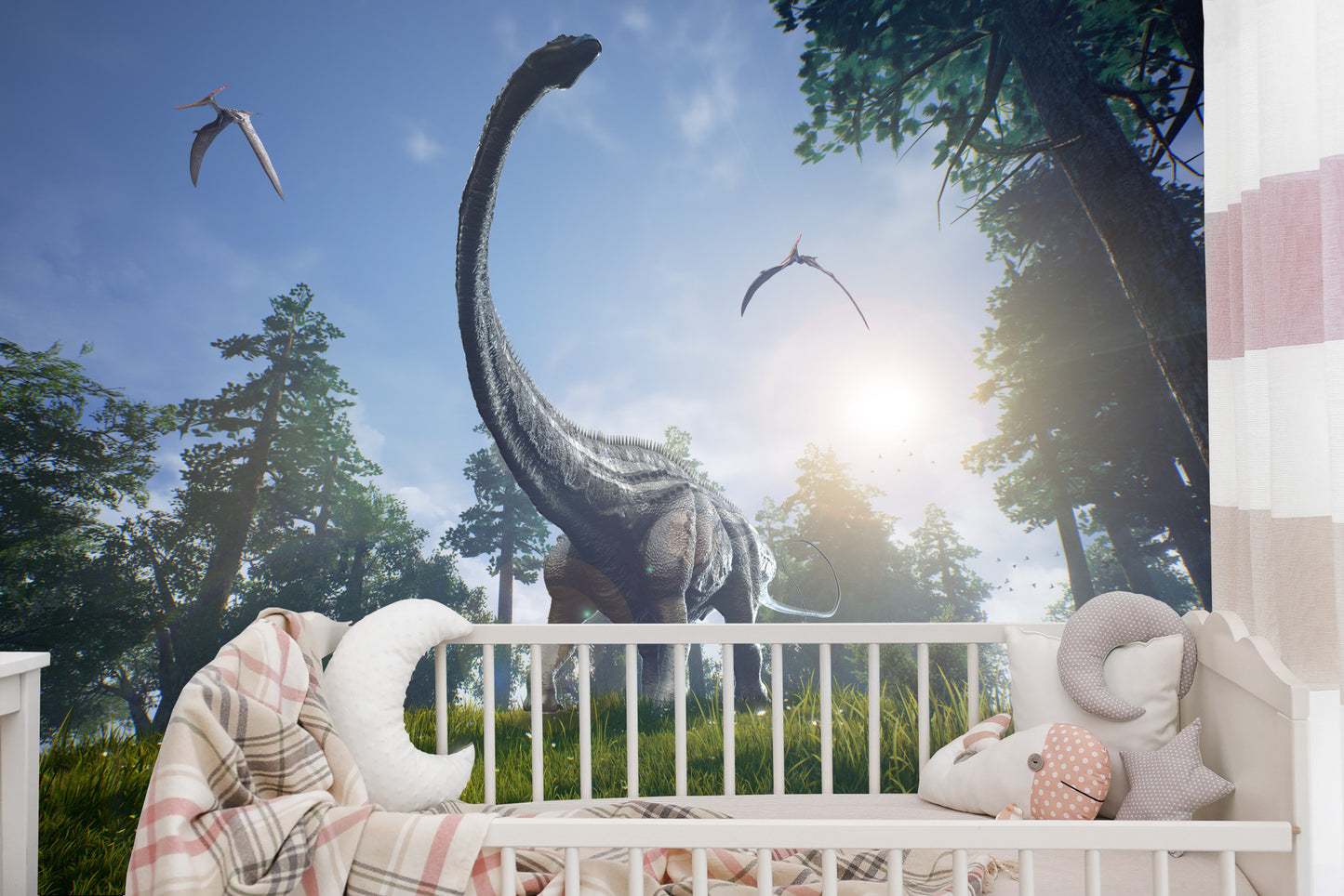 Fototapete Realistischer Dinosaurier In Der Sonne.
