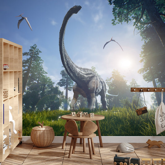 Fototapete Realistischer Dinosaurier In Der Sonne.