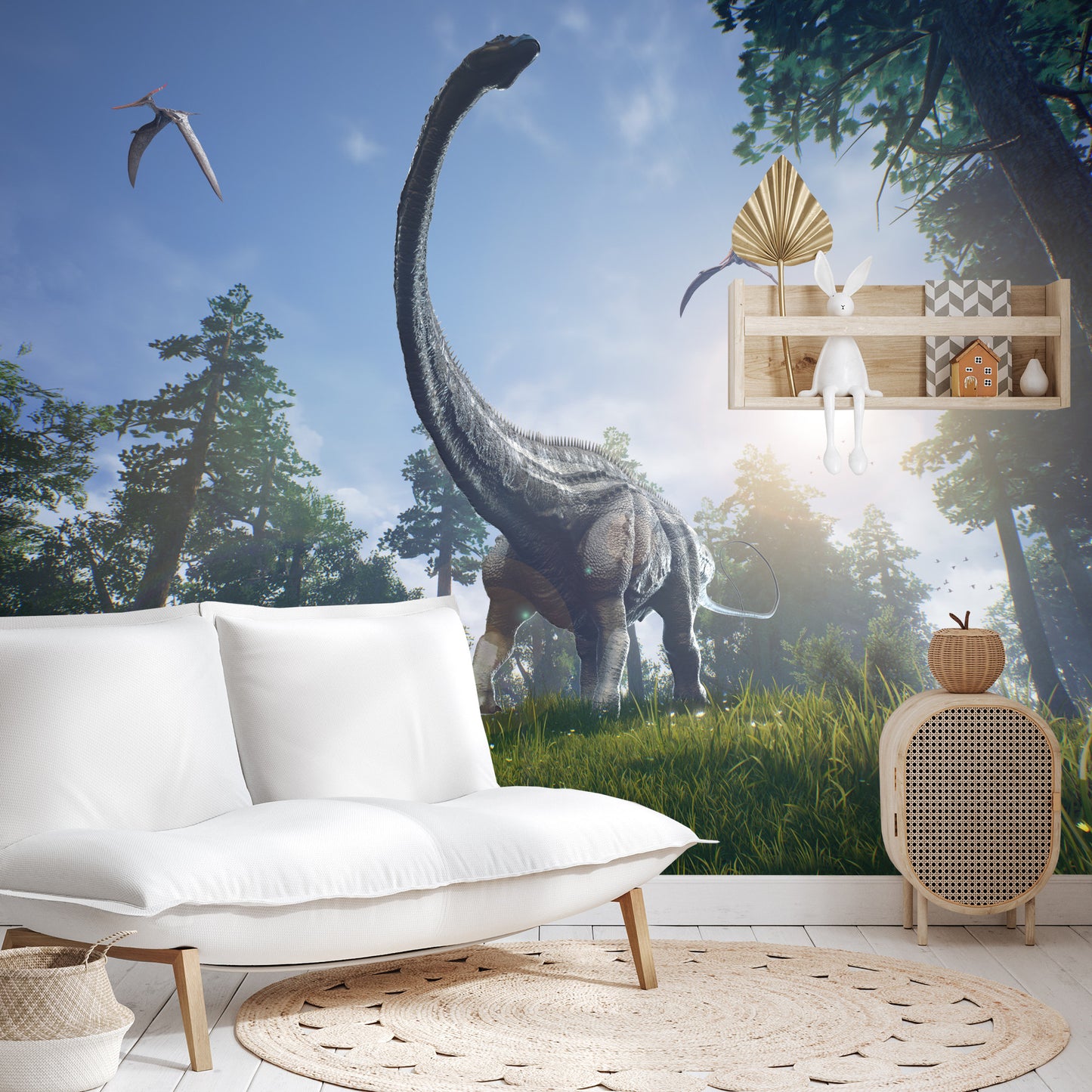 Fototapete Realistischer Dinosaurier In Der Sonne.