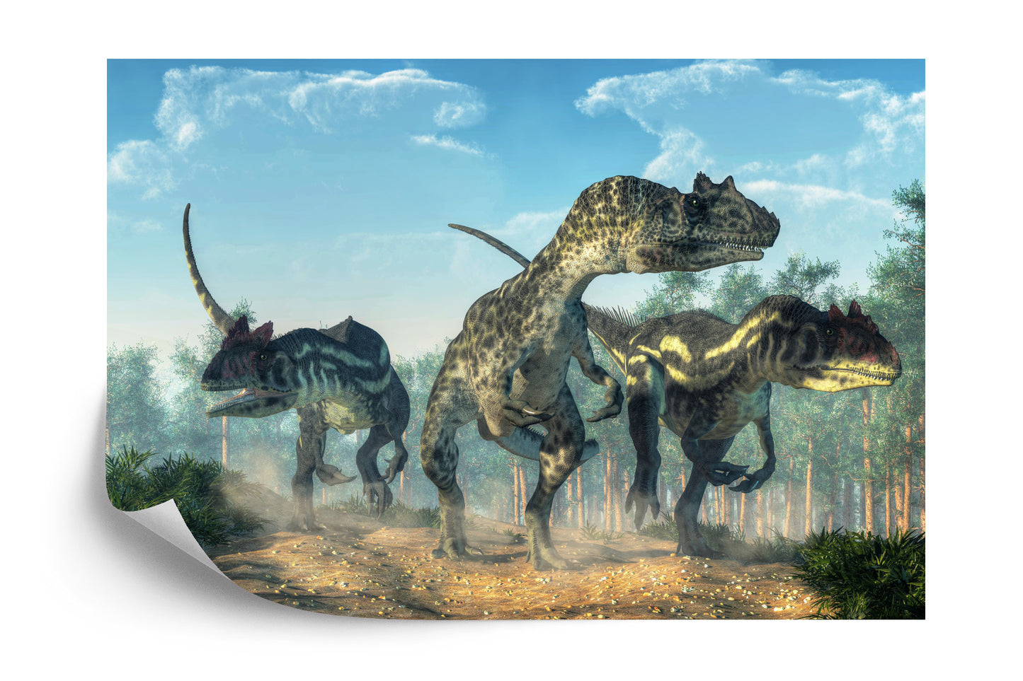 Fototapete Drei Dinosaurier Im Wald