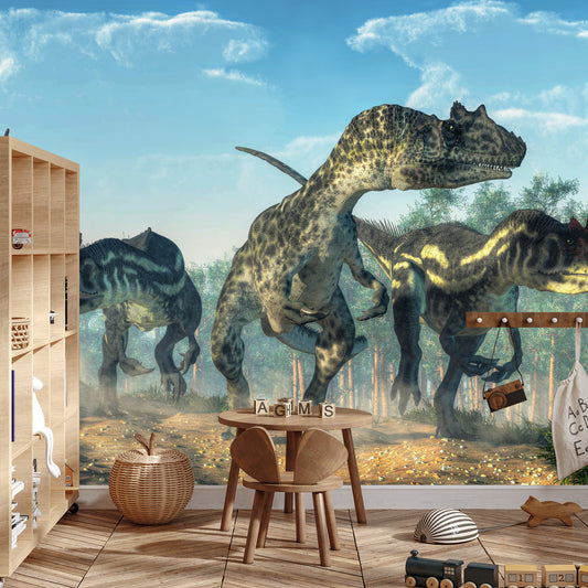 Fototapete Drei Dinosaurier Im Wald