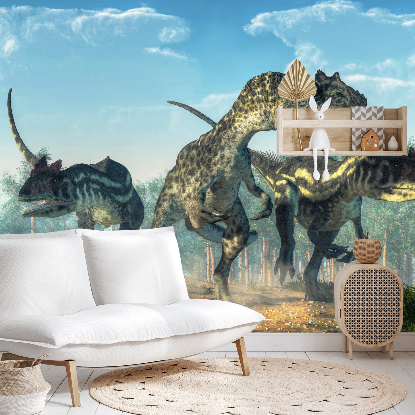 Fototapete Drei Dinosaurier Im Wald