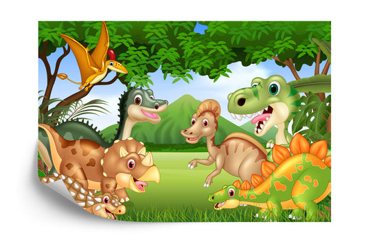 Fototapete Märchenhafte Dinosaurier Im Dschungel