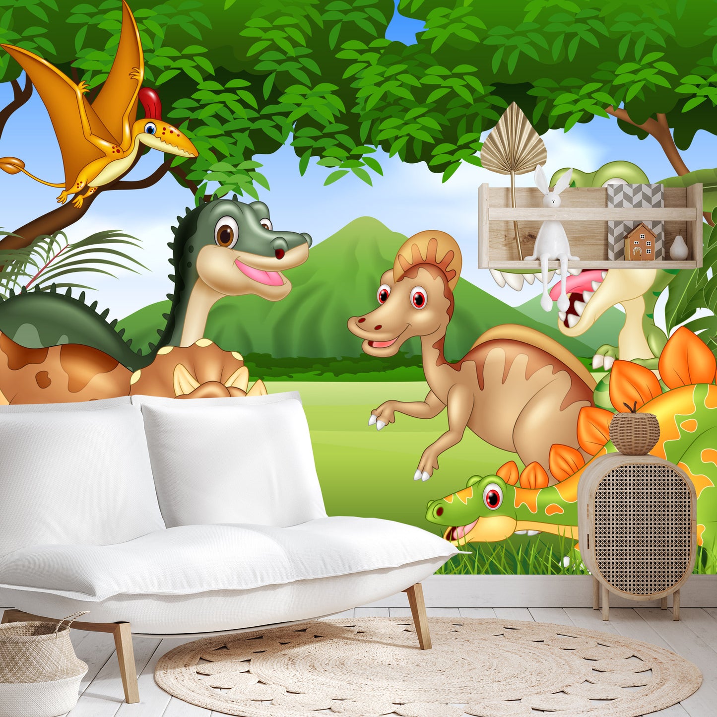 Fototapete Märchenhafte Dinosaurier Im Dschungel