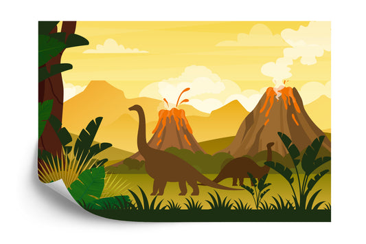 Fototapete Dinosaurier Und Landschaft