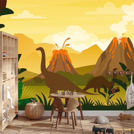 Fototapete Dinosaurier Und Landschaft