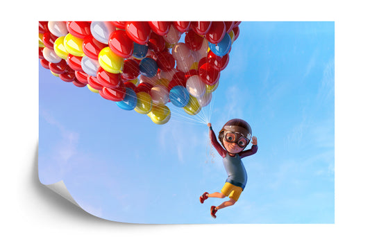 Fototapete Junge Mit Luftballons Im Flug