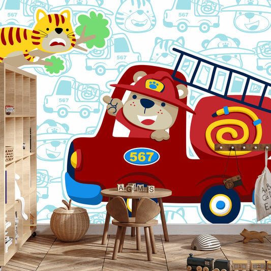Fototapete Bär Als Feuerwehrmann