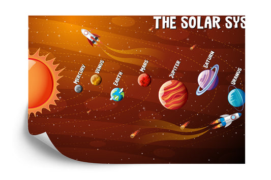 Fototapete Orangefarbenes Sonnensystem