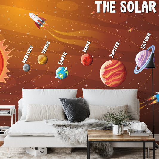 Fototapete Orangefarbenes Sonnensystem