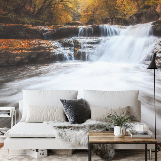 Fototapete Herbst Wasserfall