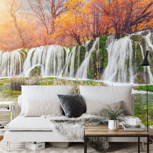 Fototapete Herbst Wasserfall