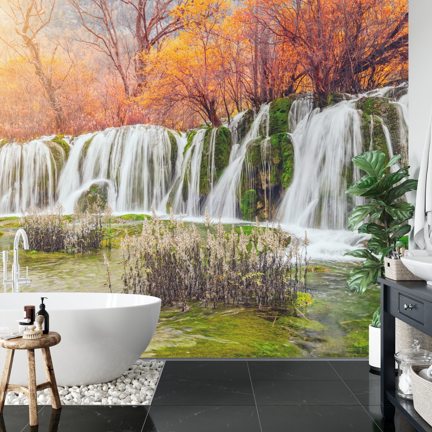 Fototapete Herbst Wasserfall