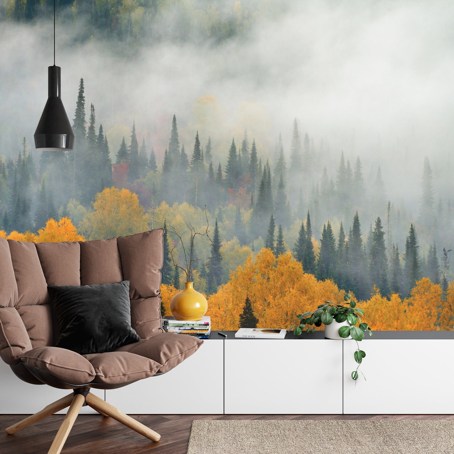 Fototapete Nebel Über Dem Herbstwald