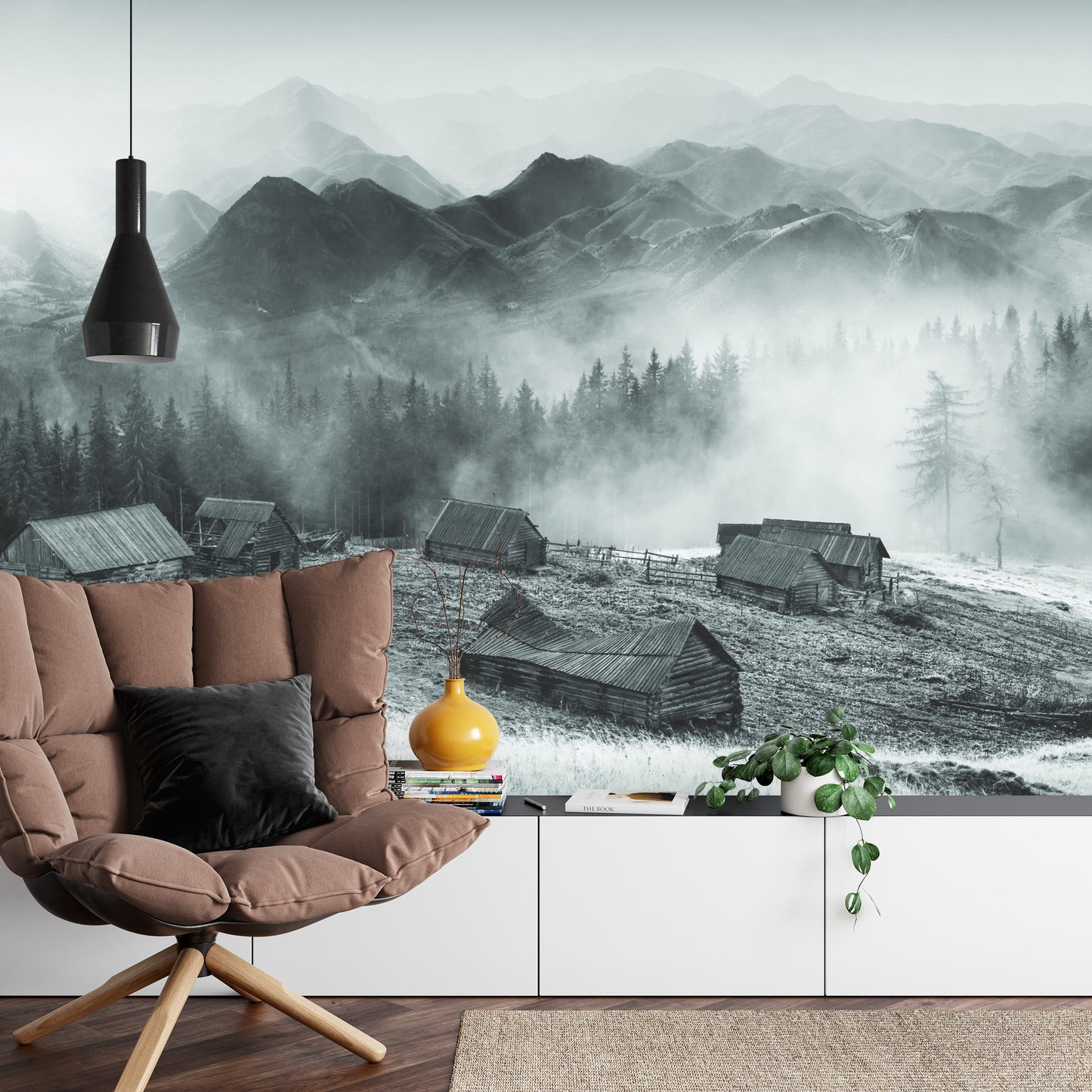 Fototapete Schwarze Und Weiße Berge
