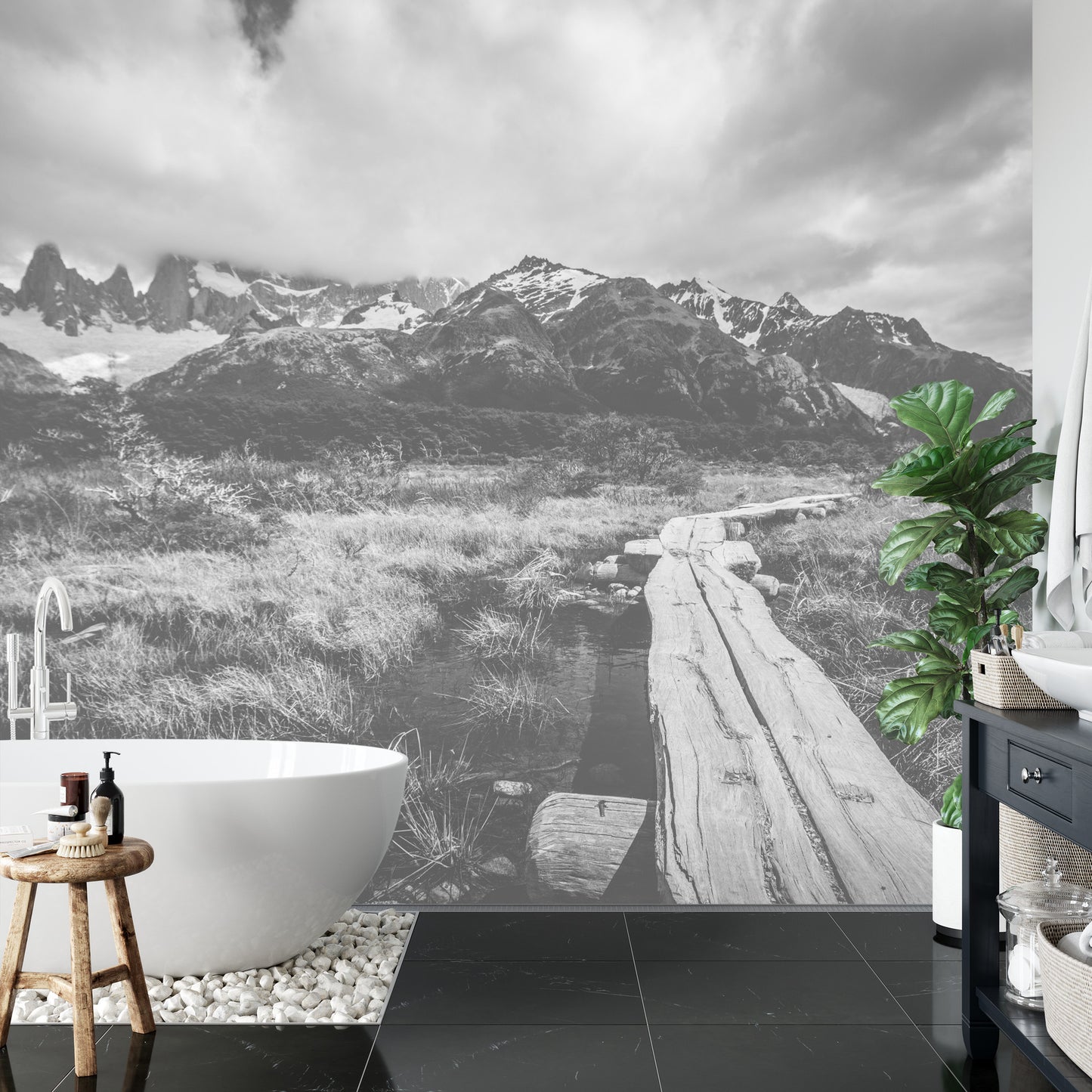 Fototapete Schwarze Und Weiße Berge