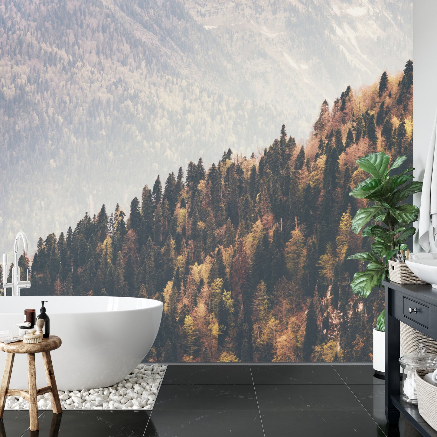 Fototapete Wald Berge