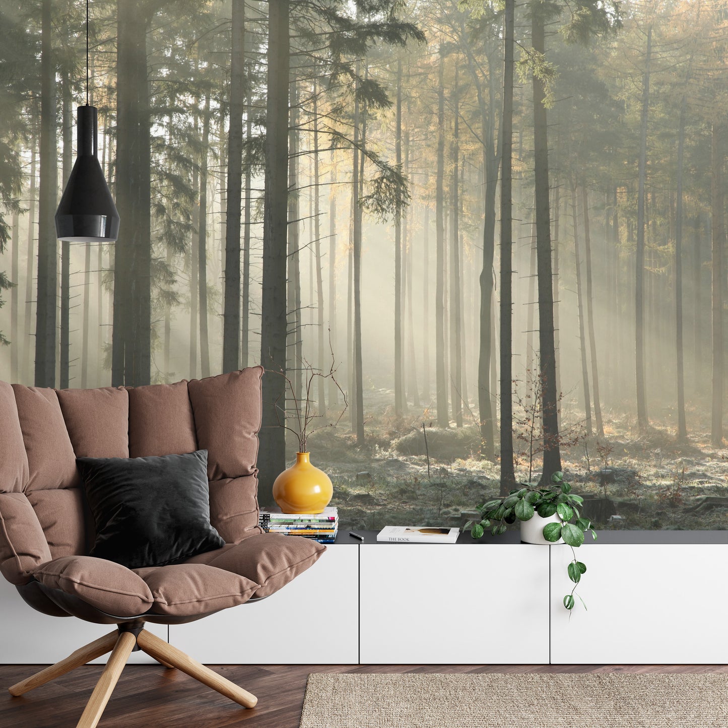 Fototapete Wald Bäume Nebel