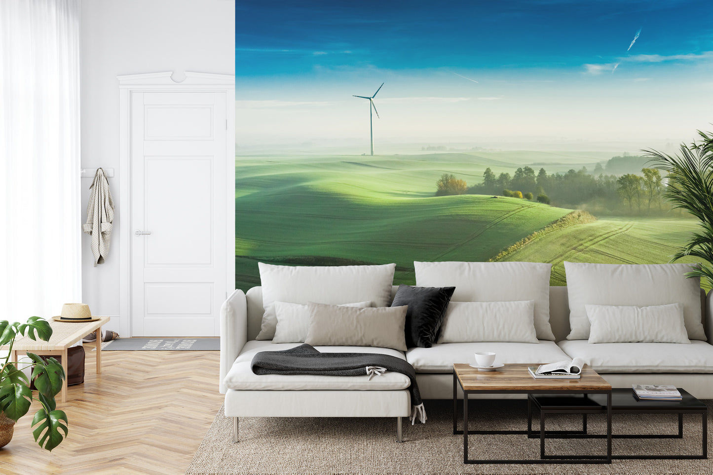 Fototapete Luftaufnahme Einer Grünen Wiese 3D