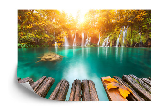 Fototapete Herbst Wasserfall