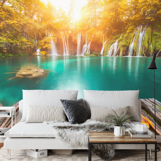 Fototapete Herbst Wasserfall