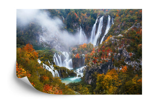 Fototapete Herbst Wasserfall