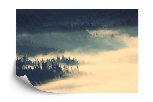 Fototapete Amazing Autumn Sunrise Image In Mountains, Autumn Morning Dawn, Nature Colorful Background, Carpathians Mountains, Ukraine, Europe
